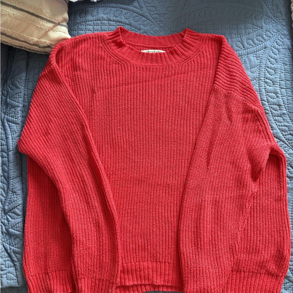 American Eagle Outfitters Vibrant Red Crew Neck Sweater